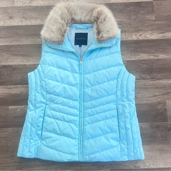 Talbots NWT Faux Fur Collar Down Puffer Vest - Picture 4 of 12